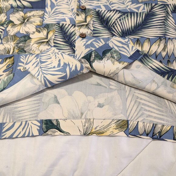TOMMY BAHAMA Shirt Men's L Multicolor Floral Leaf Silk Hawaiian Loop Collar - Picture 8 of 14